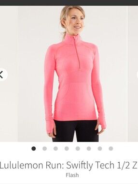 Lululemon Run: Swiftly Tech Half Zip 6 Orange Silverescent Long Sleeve Pullover